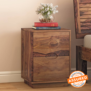 Bedroom Storage In Nashik Design Zephyr Solid Wood Bedside Table in Teak Finish