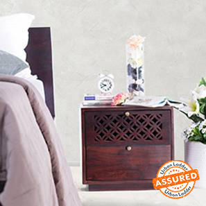 Standard Bedside Tables Design Alaca Solid Wood Bedside Table in Mahogany Finish