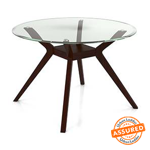 Black Fri Yay Deals Design Wesley Glass 4 Seater Dining Table in Dark Walnut Finish