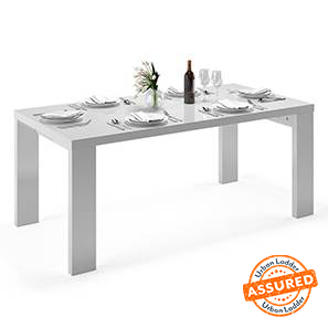 Dining Tables In Mumbai Design Kariba Engineered Wood Seater Dining Table in White High Gloss Finish