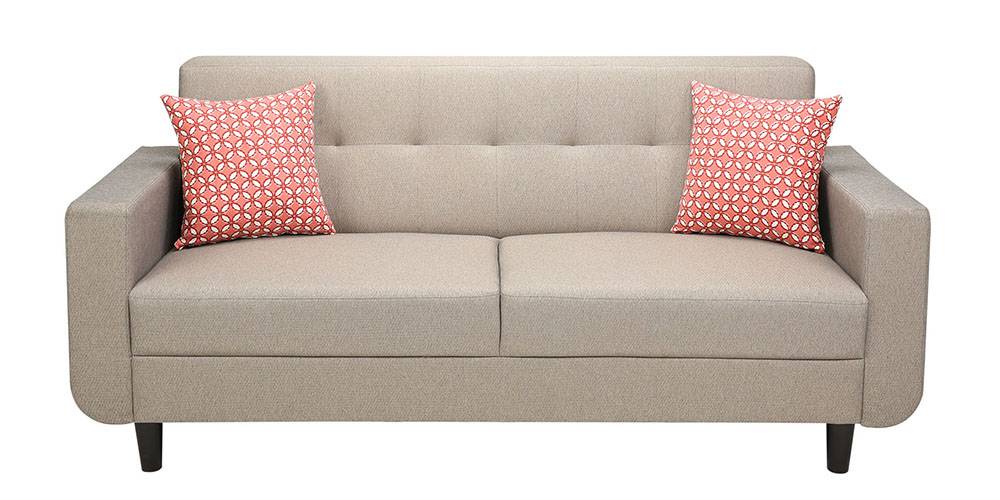Michelle Fabric Sofa (Beige) (3-seater Custom Set - Sofas, None Standard Set - Sofas, Beige, Fabric Sofa Material, Regular Sofa Size, Regular Sofa Type) by Urban Ladder - - 
