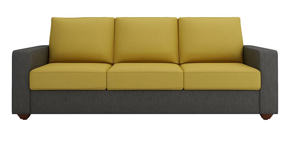 Palma Fabric Sofa - Grey & Yellow (3-seater Custom Set - Sofas, None Standard Set - Sofas, Grey & Yellow, Fabric Sofa Material, Regular Sofa Size, Regular Sofa Type) by Urban Ladder - - 