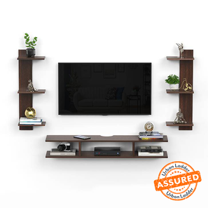 Tv Units Design Estoye Engineered Wood Wall Mounted TV Unit in Wenge Finish