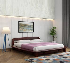 woodenmood Bardot Solid Wood Queen Size Non Storage Bed in Walnut Finish-picture-14