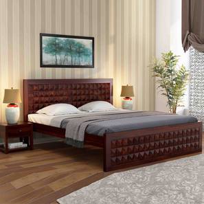 woodenmood Venturi Solid Wood Queen Size Non Storage Bed in Walnut Finish-picture-19