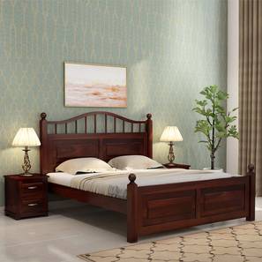 woodenmood Axis Solid Wood King Size Non Storage Bed in Walnut Finish-picture-11