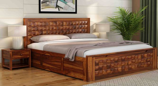 Keaton King Size With Drawer And Box Storage (King Bed Size, Brown Finish) by Urban Ladder - Front View Design 1 - 817714