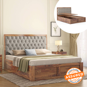 Queen Size Bed Design Avon Solid Wood Queen Size Box Storage Bed in Teak Finish