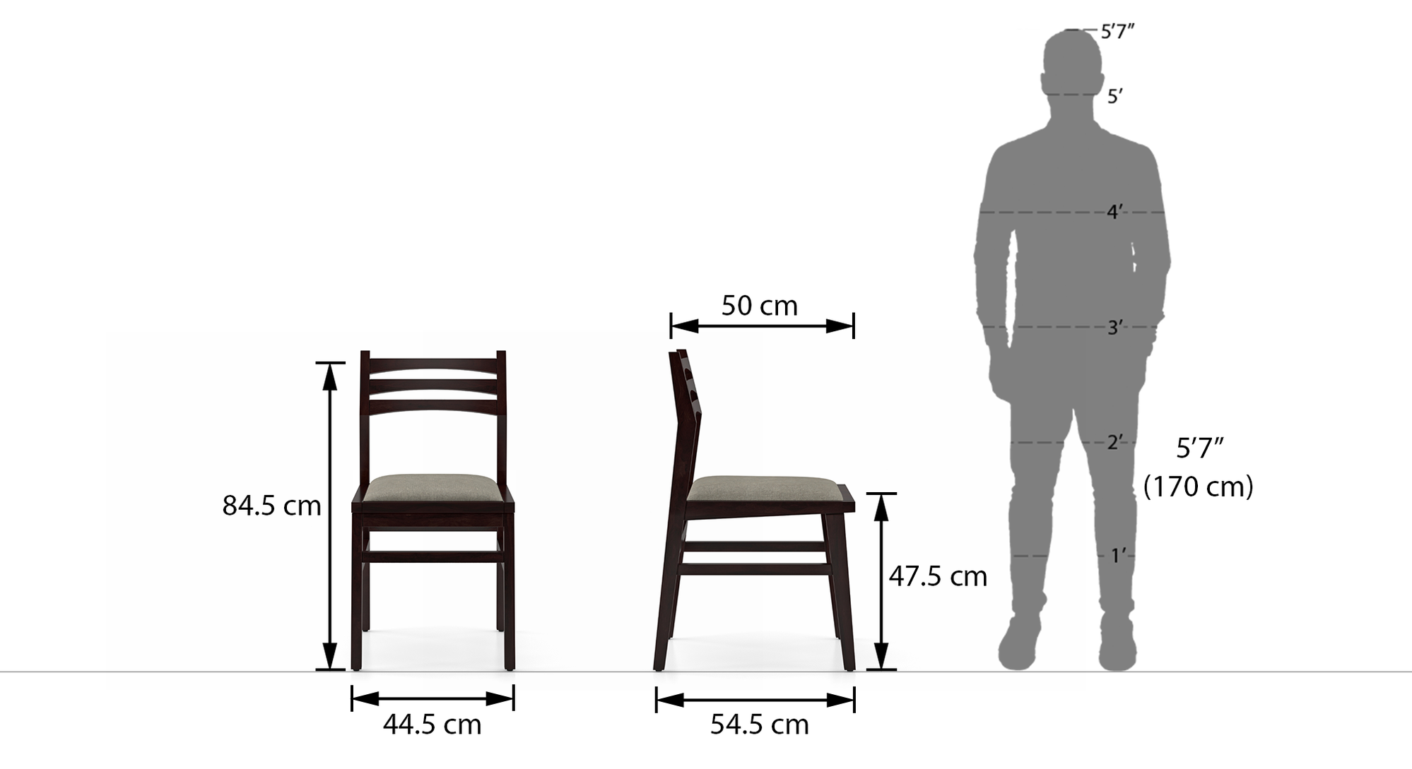 Arabia Solid Wood 4 Seater Dining Table With Set Of 4 Leon Chairs