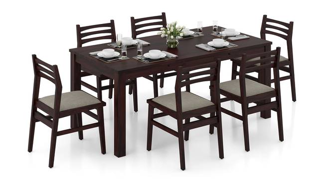 Arabia Leon Solid Wood 6 Seater Dining Table With Set Of 6 Chairs In Mahogany Finish (Mahogany Finish, Omega) by Urban Ladder - Front View - 