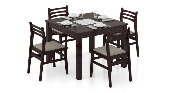 Brighton Leon Solid Wood 6 Seater Table With Set of 6 Chairs in Teak Finish (Mahogany Finish, Omega) by Urban Ladder - Front View - 
