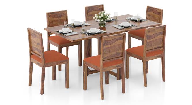 Danton 3-to-6 - Oribi 6 Seater Folding Dining Table Set (Teak Finish, Burnt Orange) by Urban Ladder - Side View - 