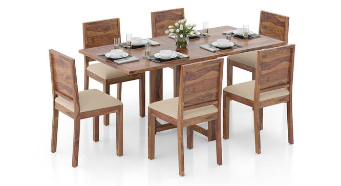 Danton 3-to-6 - Oribi 6 Seater Folding Dining Table Set (Teak Finish, Wheat Brown) by Urban Ladder - Front View - 