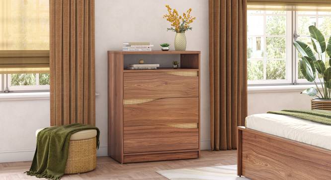 Karya 3 Chest of drawers - Wheat brown Walnut (Brown Finish) by Urban Ladder - Front View - 
