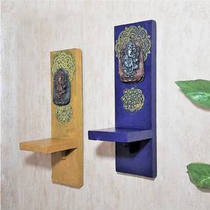 Chipper Multicolor Solid Wood Wall Shelf