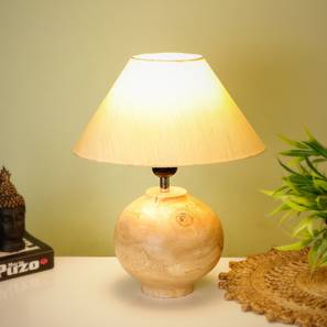 disoo fashions Darnelle Beige Cotton Shade Table Lamp with Solid Wood Base-picture-33