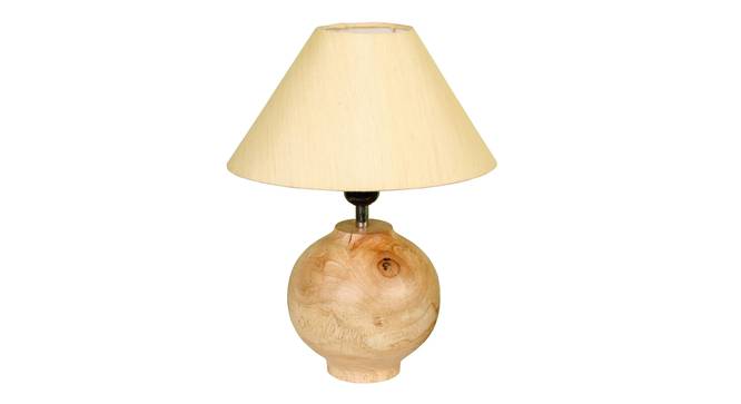 Darnelle Beige Cotton Shade Table Lamp with Solid Wood Base (Brown) by Urban Ladder - Front View Design 1 - 821281