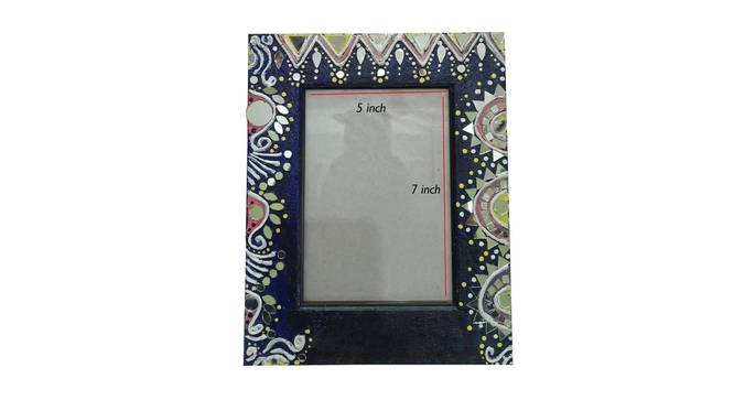 NavyBlue Lippan Art MarbleDust hand work Photo Frame use it as Table Top or Wall hanging (Navy Blue) by Urban Ladder - Front View - 821311
