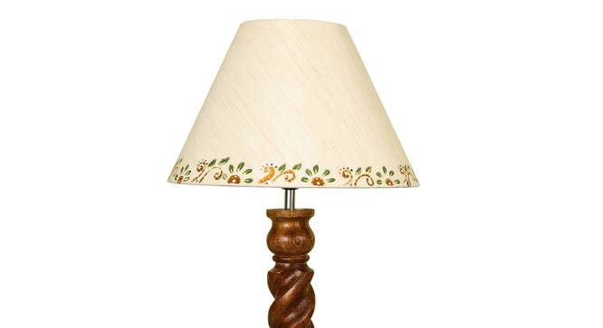 Landis Beige Cotton Shade Table Lamp with Solid Wood Base (Coffee) by Urban Ladder - Design 1 Side View - 821346