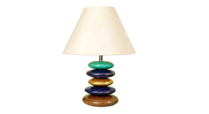 Cleveland Beige Cotton Shade Table Lamp with Solid Wood Base (Multicolor) by Urban Ladder - Front View Design 1 - 821368