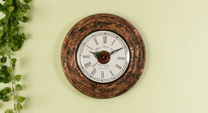 Multi color Handmade Wooden Wall Clock Black swirl Design With MarbleDust Work (Copper Black) by Urban Ladder - Front View Design 1 - 821412