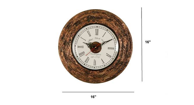 Multi color Handmade Wooden Wall Clock Black swirl Design With MarbleDust Work (Copper Black) by Urban Ladder - Design 1 Dimension - 821427