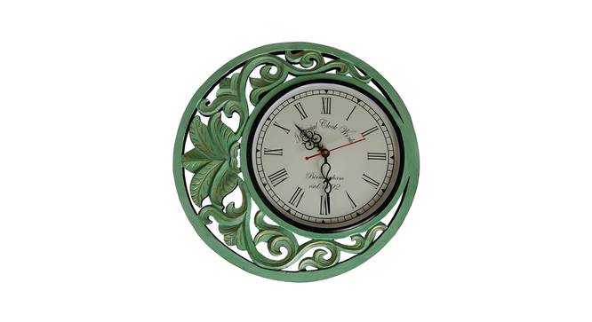 Mint Green Wooden Analog Wall Clock with Roman Dial (Mint Green) by Urban Ladder - Front View Design 1 - 821448