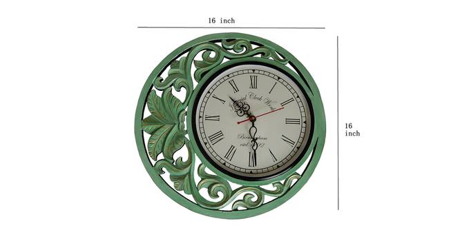 Mint Green Wooden Analog Wall Clock with Roman Dial (Mint Green) by Urban Ladder - Design 1 Dimension - 821475
