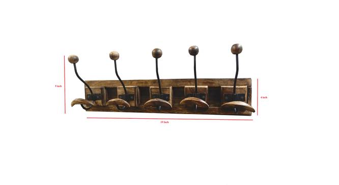 Elsworth Solid Wood Wall Hooks (Brown) by Urban Ladder - Design 1 Dimension - 821499