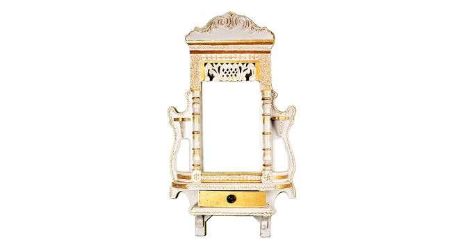 Handmade Wooden White Jharokha cum Pooja Shelf with Drawer (White & Gold) by Urban Ladder - Design 1 Side View - 821560