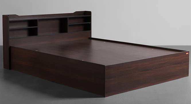 Bed ES | Engineered Wood King Size Bed with Box Storage (Chestnut Dark) (King Bed Size, Chestnut Dark Finish) by Urban Ladder - Front View Design 1 - 822623
