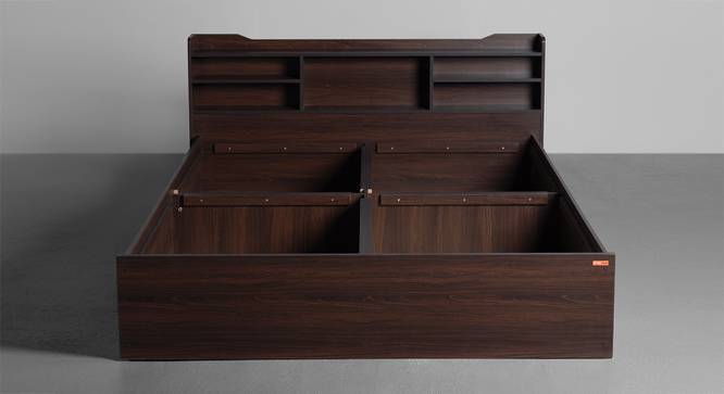 Bed ES | Engineered Wood King Size Bed with Box Storage (Chestnut Dark) (King Bed Size, Chestnut Dark Finish) by Urban Ladder - Design 1 Side View - 822635