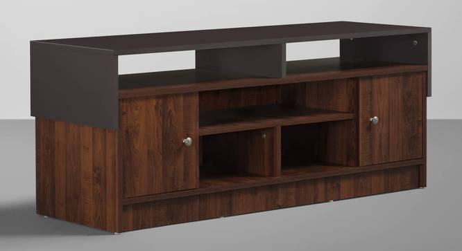 Drama - Engineered Wood TV Entertainment Unit (Upto 55" TV, 2 Door & 5 Shelves, Dark Walnut & Slate Grey Finish) (Dark Walnut & Slate Grey Finish) by Urban Ladder - Front View - 