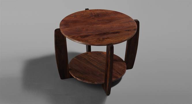 Stack - Solid Sheesham Wood Round Coffee Table / Center Table with Storage (Provincial Teak & Mahogany Finish) (Provincial Teak & Mahogany Finish) by Urban Ladder - Front View - 