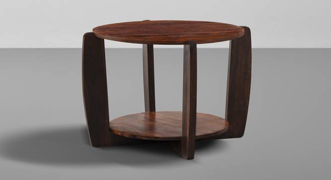 Stack - Solid Sheesham Wood Round Coffee Table / Center Table with Storage (Provincial Teak & Mahogany Finish) (Provincial Teak & Mahogany Finish) by Urban Ladder - Side View - 