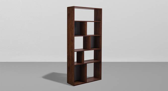 Jigsaw - Engineered Wood Book Shelf (5 Shelves, Dark Walnut & Slate Grey Finish, Set of 1) (Dark Walnut & Slate Grey Finish) by Urban Ladder - Front View - 