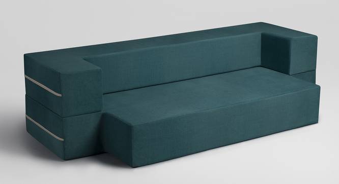SofaBed - Foldable Sofa Cum Bed with Washable Zipper Cover, Deep Teal, 75 x 48 x 10 (3 Seater) (Blue) by Urban Ladder - Front View - 