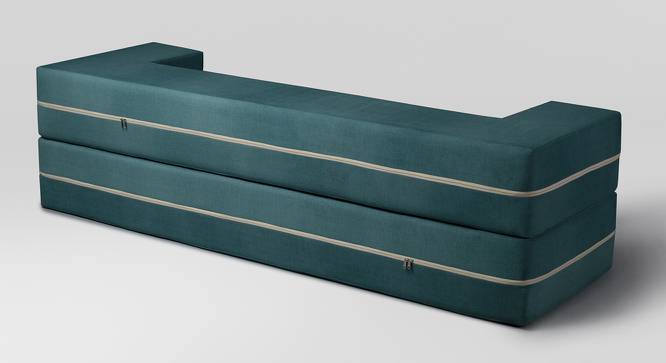 SofaBed - Foldable Sofa Cum Bed with Washable Zipper Cover, Deep Teal, 75 x 48 x 10 (3 Seater) (Blue) by Urban Ladder - Rear View - 