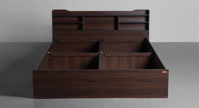 Bed ES | Engineered Wood King Size Bed with Box Storage (Chestnut Dark) (Queen Bed Size, Chestnut Dark Finish) by Urban Ladder - Front View - 
