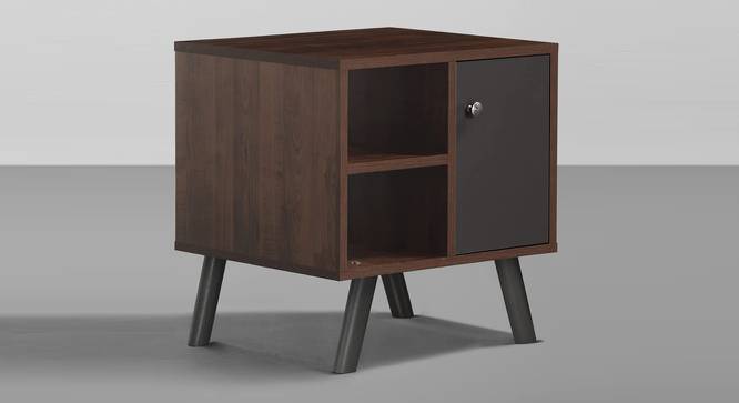 Bestie - Engineered Wood Bedside Table (2 Shelves & 1 Door, Dark Walnut & Slate Grey Finish) (Dark Walnut & Slate Grey Finish) by Urban Ladder - Cross View - 