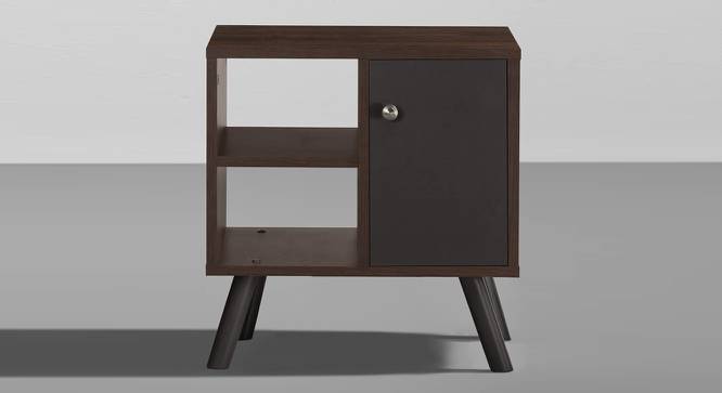 Bestie - Engineered Wood Bedside Table (2 Shelves & 1 Door, Dark Walnut & Slate Grey Finish) (Dark Walnut & Slate Grey Finish) by Urban Ladder - Front View - 