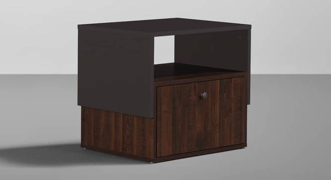 Pal - Engineered Wood Bedside Table (1 Shelf & 1 Drawer, Dark Walnut & Slate Grey Finish) (Dark Walnut & Slate Grey Finish) by Urban Ladder - Cross View - 