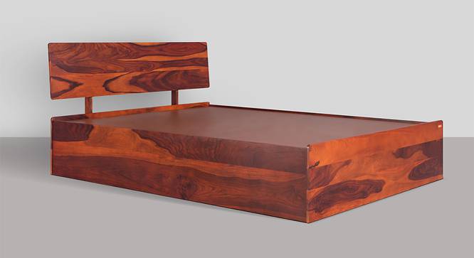 Bed GS | Premium Solid Sheesham Wood King Size Bed with Box Storage (Honey Brown) (Queen Bed Size, Honey Brown Finish) by Urban Ladder - Cross View - 