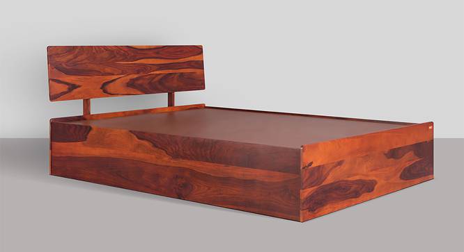 Bed GS | Premium Solid Sheesham Wood King Size Bed with Box Storage (Honey Brown) (King Bed Size, Honey Brown Finish) by Urban Ladder - Front View - 