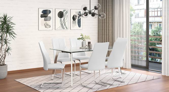 Carmen 6 Seater Dining Table Finish: Chrome (Silver Finish) by Urban Ladder - Front View - 