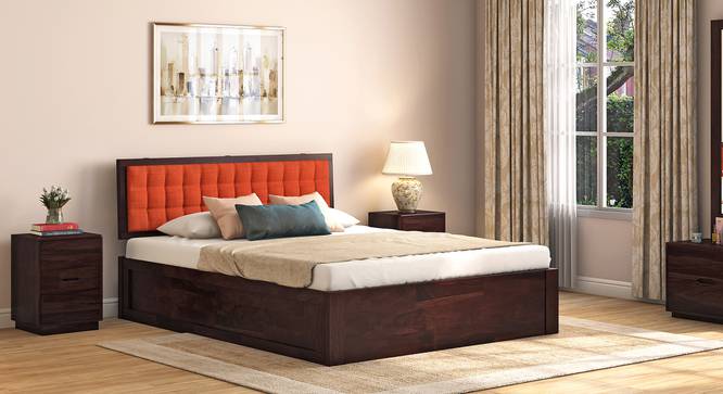Florence Storage Bed (Solid Wood) (Mahogany Finish, Queen Bed Size, Lava, Box Storage Type) by Urban Ladder - Full View - 