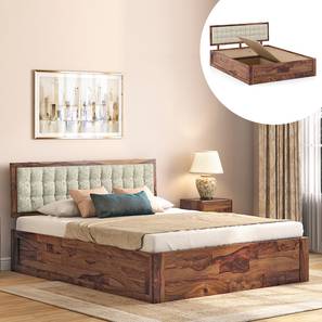 Florence Solid Wood Queen Size Bed with Box Storage Bed in Teak Finish-image-36