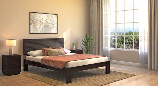 Terence Bed (Solid Wood) (Mahogany Finish, Queen Bed Size) by Urban Ladder - Front View - 
