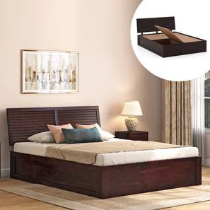 All Beds Design Terence Solid Wood Queen Size Box Storage Bed in Mahogany Finish
