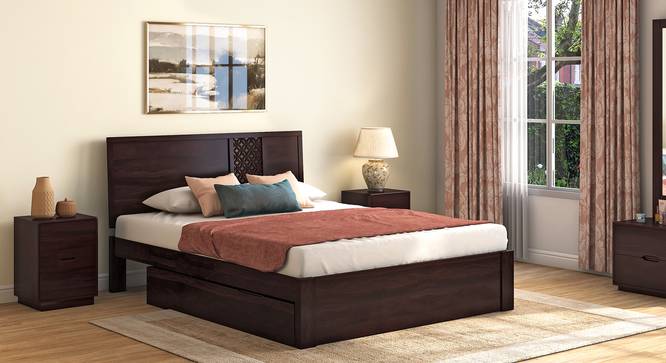 Alaca Storage Bed (Solid Wood) (Mahogany Finish, King Bed Size, Drawer Storage Type) by Urban Ladder - Full View - 